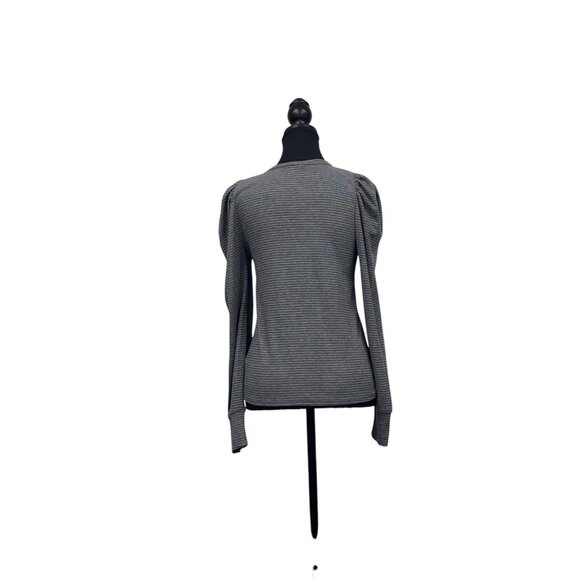 Splendid Grey Striped T-Shirt with Puffed Shoulders | Size Medium - Picture 7 of 7